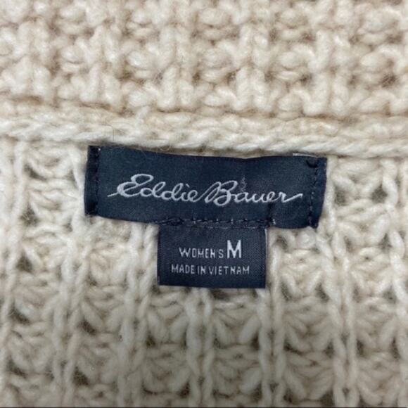 Vintage Y2K Eddie Bauer Neutral Tan Gray Stripped Half ZIP Wool Blend Sweater - Picture 9 of 11